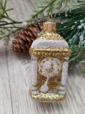 Ёлочное украшение "Часы-тумба", прозрачная серия, в подарочной упаковке, h-11см